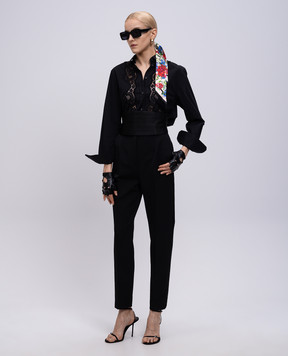 Dolce&Gabbana Black shirt with lace F5T32TGDCWP
