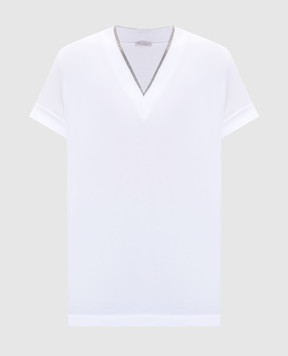 Brunello Cucinelli White t-shirt with monil chain M0T18BD222