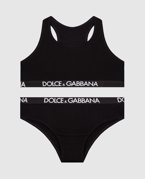 Dolce&Gabbana Children's black top and panties set L5J713FUGNE