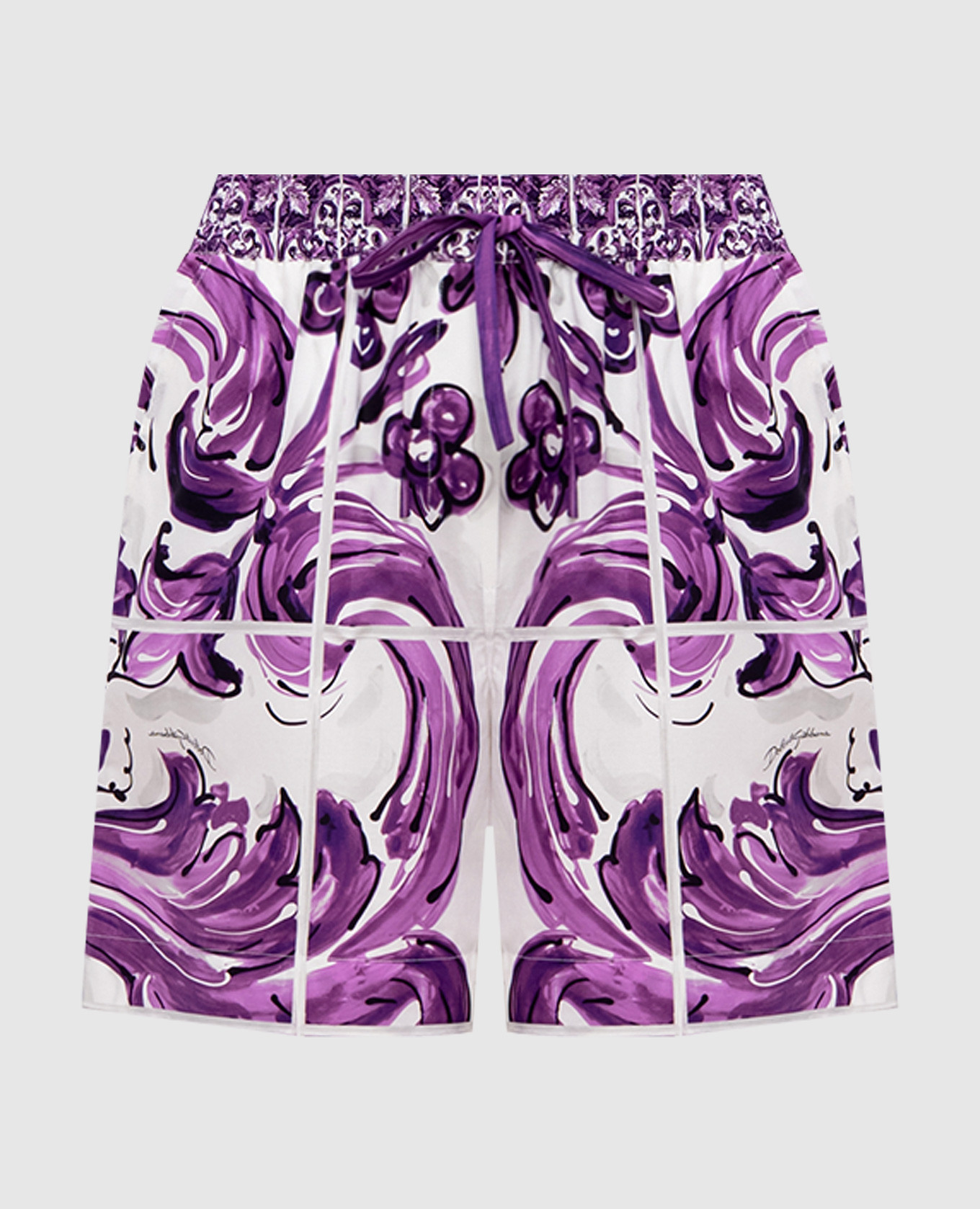 White shorts with Majolica print Dolce&Gabbana