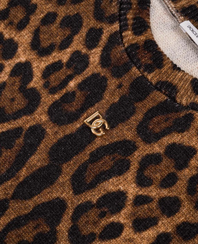 Dolce&Gabbana Children's wool jumper in animal print with logo L5KWK5JDVDT