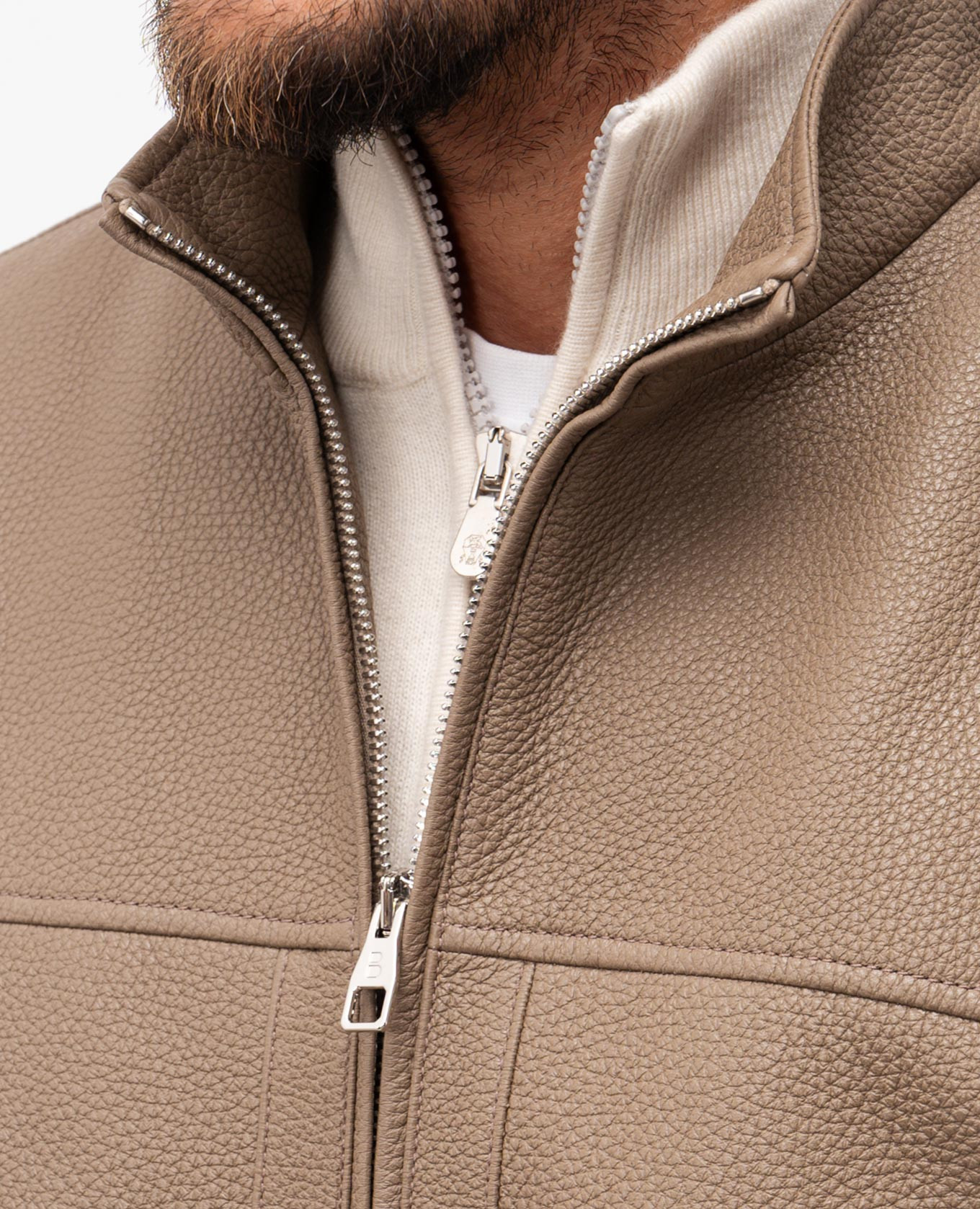 

Brown leather jacket with emblem Brett Johnson