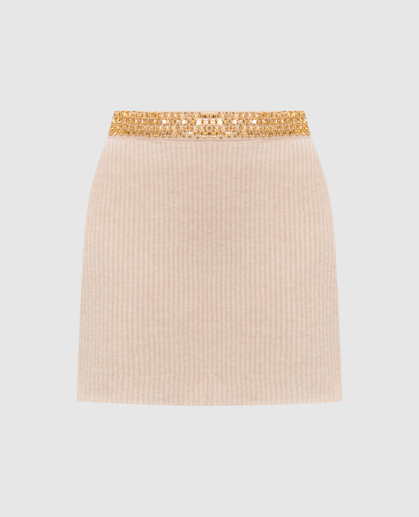 

Beige wool mini skirt with sequins and beads Twinset Actitude