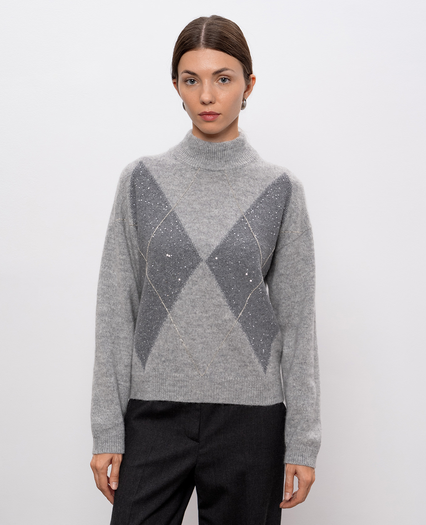 

Gray wool, silk and cashmere sweater with sequins Peserico, Grey