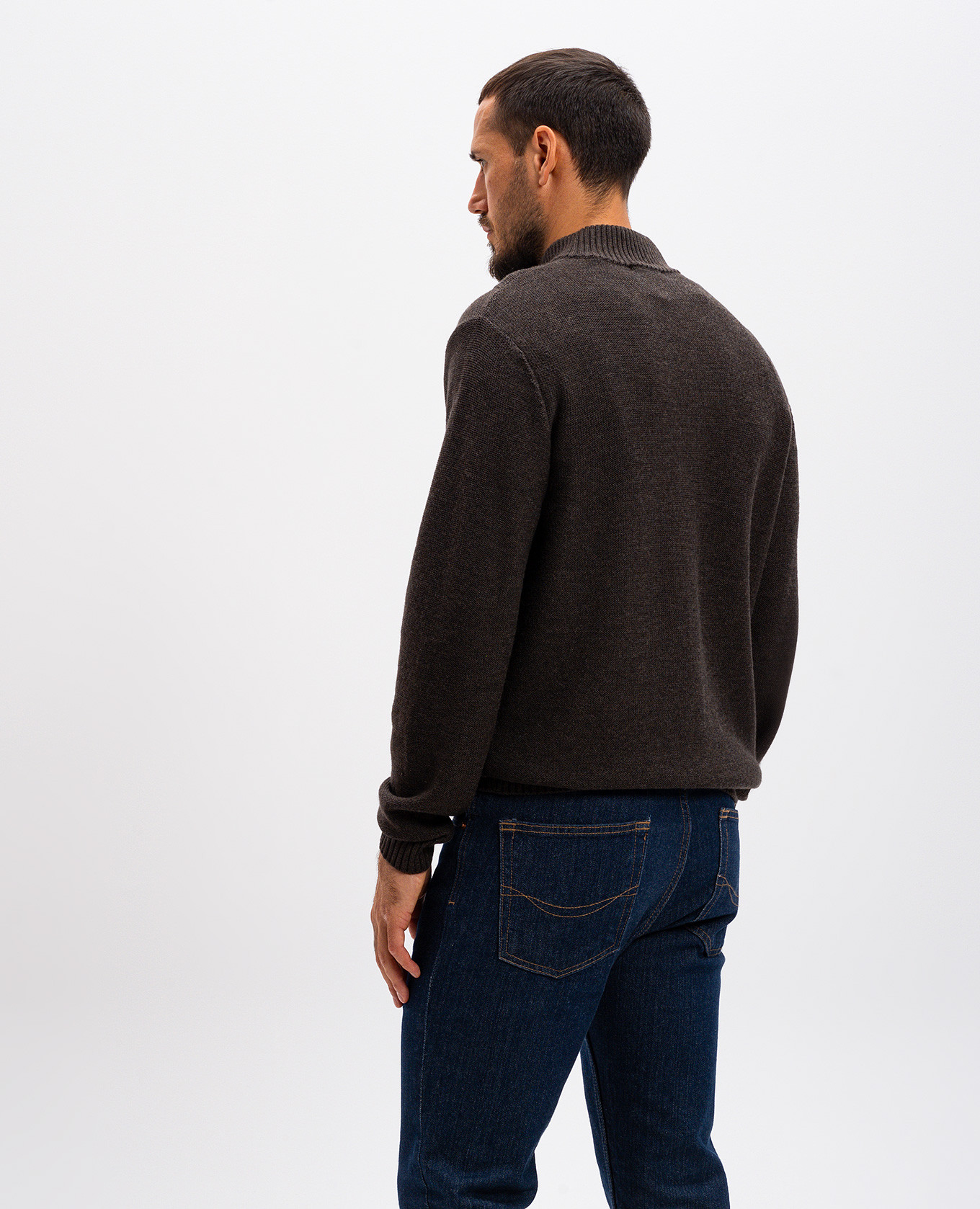 Brown patterned merino wool sweater Cashmere&Whiskey 4