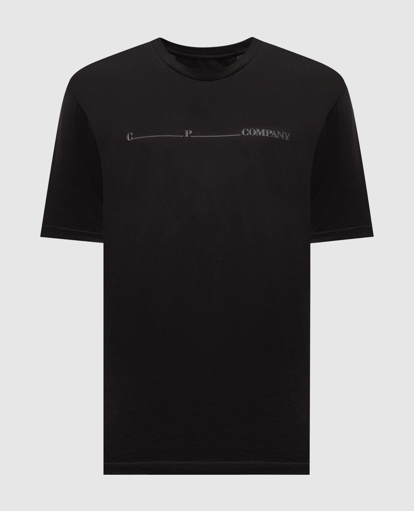 Black T-shirt with textured logo C.P. Company
