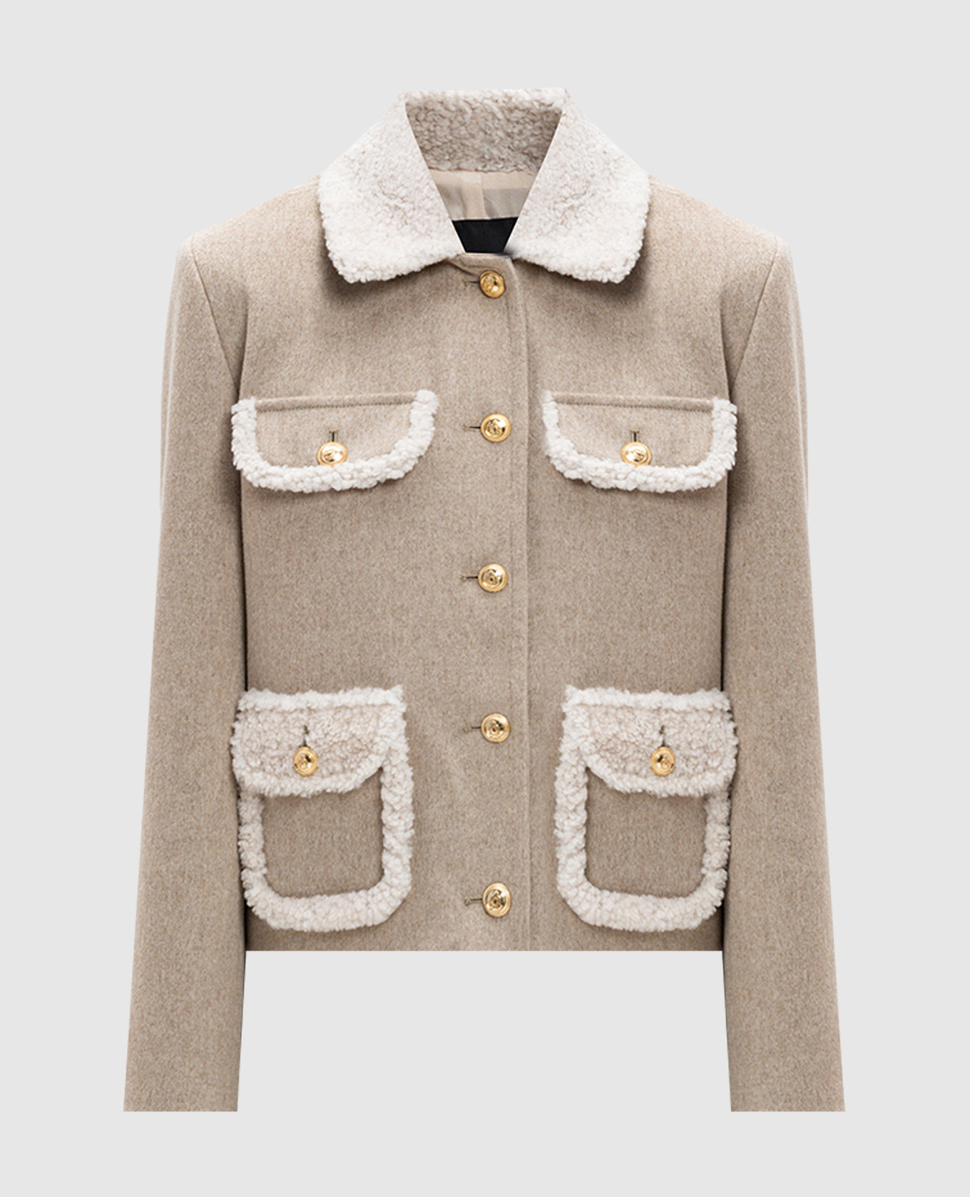 Simonetta Ravizza Beige jacket made of wool with fur