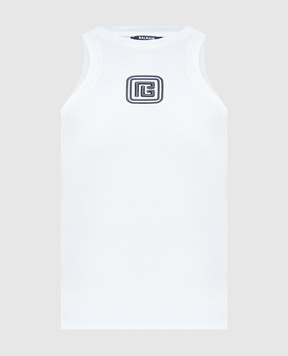 Balmain White top with logo embroidery CF0EB045BC49