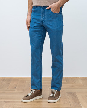 Stefano Ricci Blue jeans with logo plate MFT51B2030T218BL