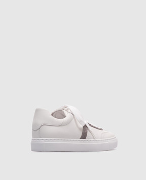 Brunello Cucinelli White leather sneakers with a monil chain MZGSG2907