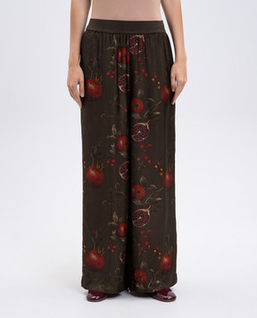 UMA WANG Pansy khaki printed culottes UP3001