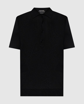 Tom Ford Black polo with silk KPS025YMS111S25