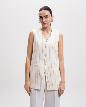Peserico White striped linen vest S0300501250