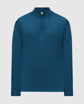 Canali Blue patterned merino wool jumper MK02359C0015