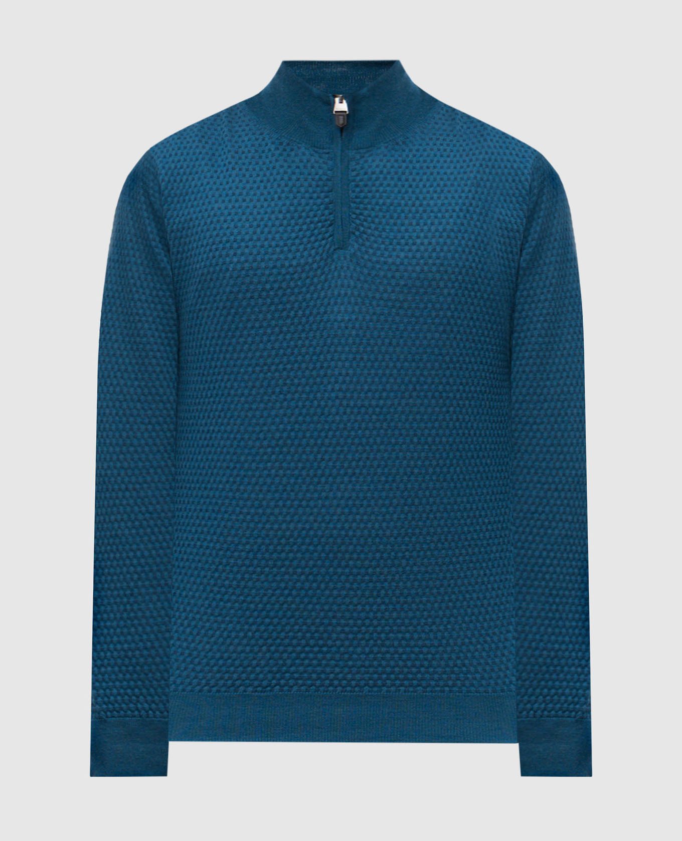 Blue patterned merino wool jumper