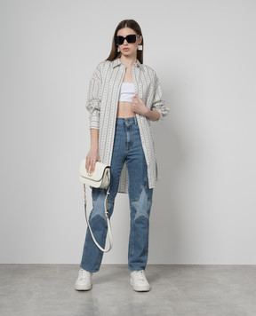 Twinset White elongated shirt with a logo pattern 241TF2020