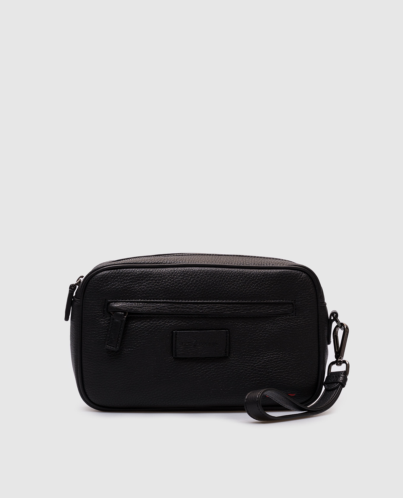 

Black leather clutch with logo Kiton