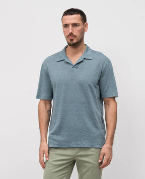 Canali Blue linen polo shirt MJ02244T0870