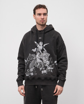 Off-White Putti black printed hoodie OMBB085S25FLE002