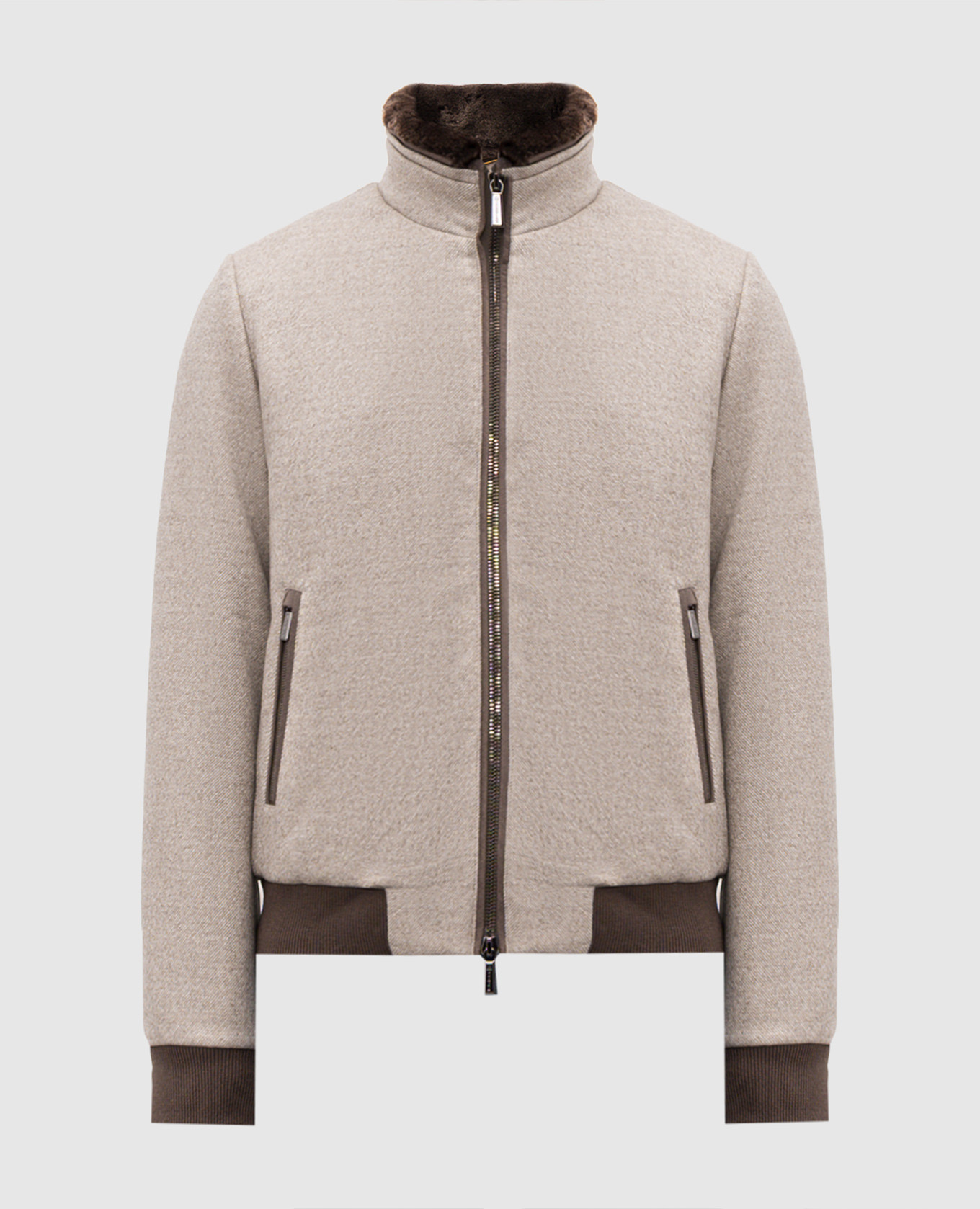 

BELLATI beige down jacket made of wool with fur MooRER