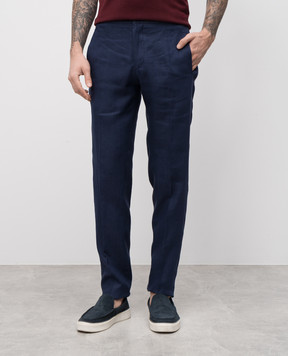 Kiton Blue linen pants UPN01H09285