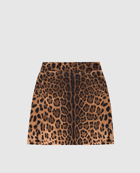 Dolce&Gabbana Children's leopard print wool skirt L5KI05JDVDT