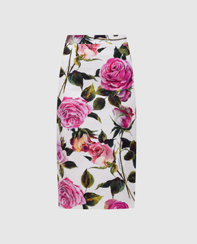 Dolce&Gabbana White floral print pencil skirt F4CVPTFSRQJ