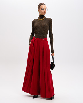 Twinset Red pleated palazzo pants with crystals 242TT2172