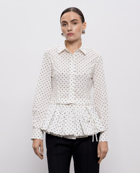 Rokh White polka dot shirt with removable peplum R0CA309