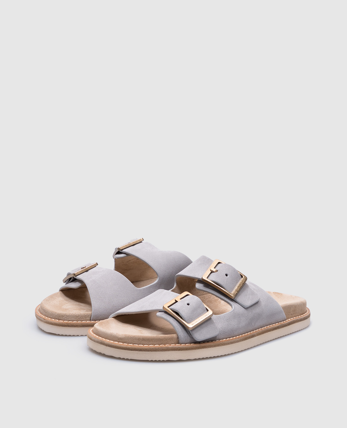 

Grey suede flip-flops with logo engraving Brunello Cucinelli