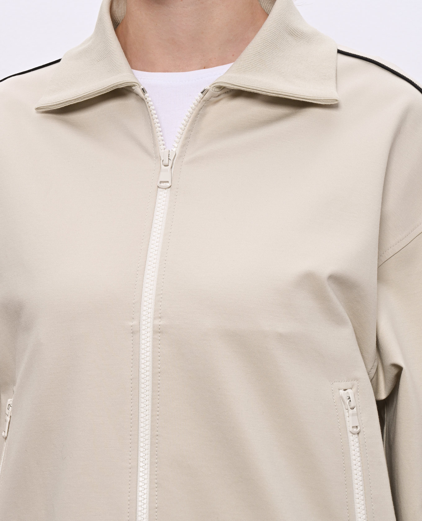 Beige sports jacket with contrast tape Brunello Cucinelli 5