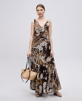 Max Mara Brown ACCA dress with floral print silk ACCA