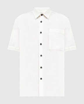 Cashmere&Whiskey White linen shirt with short sleeves 0335900195