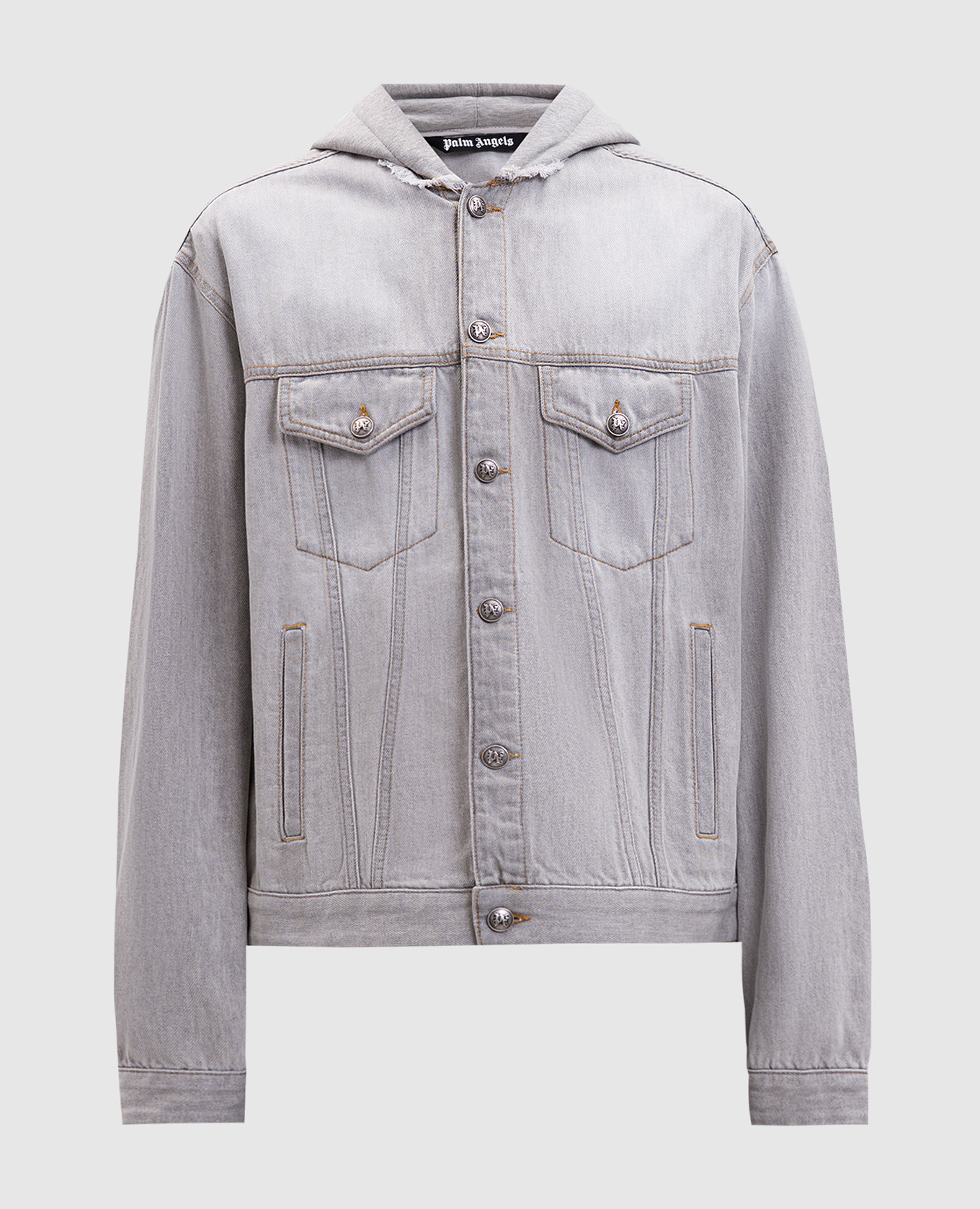 

Grey denim jacket with hood Palm Angels