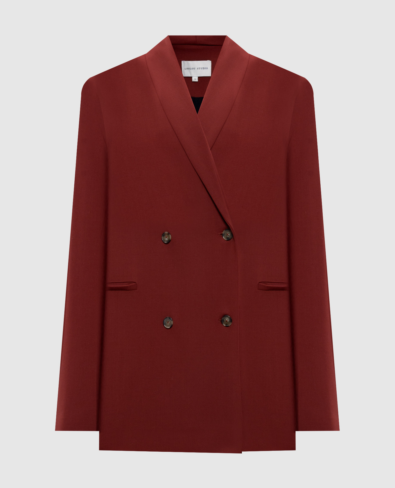 Burgundy double-breasted jacket sancia made of wool lou lou studio