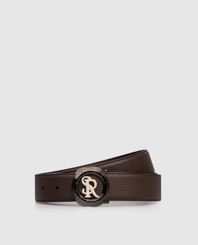 Stefano Ricci Brown leather belt with logo N382VDC530U1