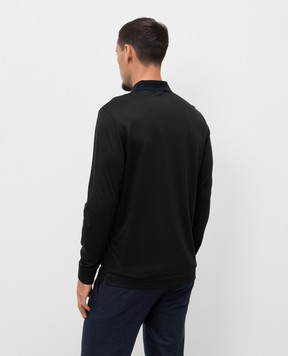 Stefano Ricci Black wool polo shirt with emblem K909051P30T25303