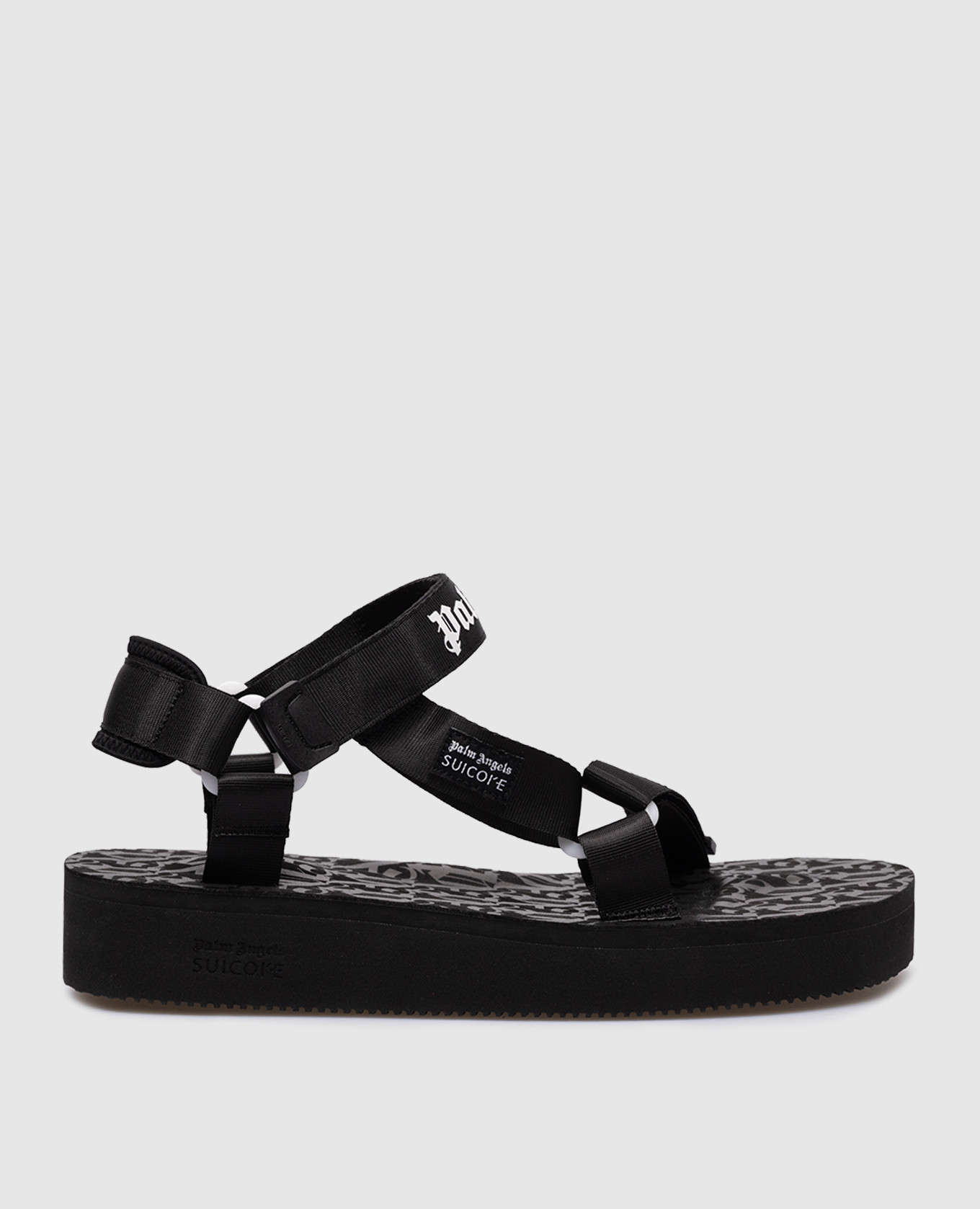 Black logo suicoke sandals palm angels
