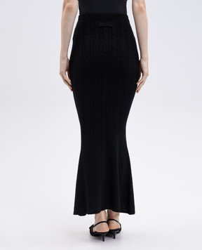 Twinset Black maxi skirt with patterned wool 252TP3322