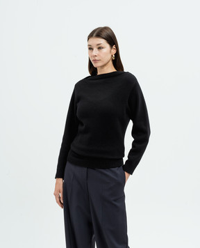 Valentino Black wool sweater with logo embroidery 5B3KC56Q8MG