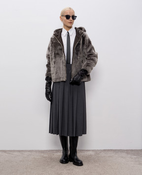 Yves Salomon Gray sheepskin coat 25WYV61461MERL