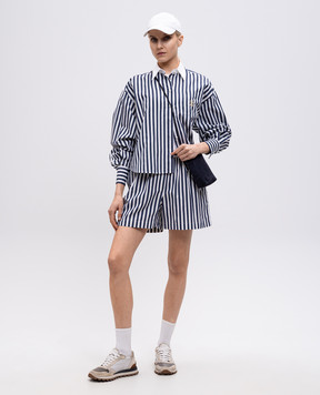 Brunello Cucinelli Blue shorts with striped silk MH757RF299