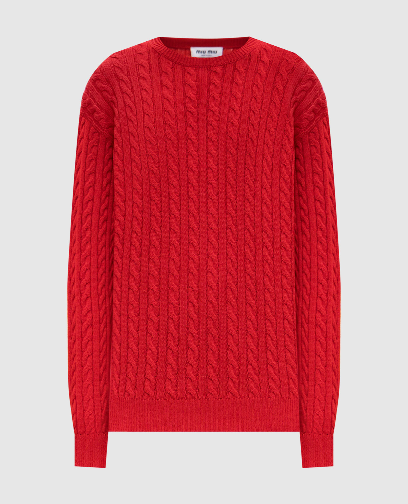 Red cashmere sweater with a textured pattern Miu Miu
