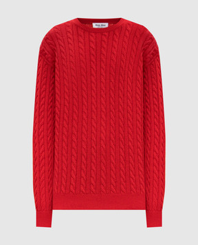 Miu Miu Red cashmere sweater with a textured pattern L818sh