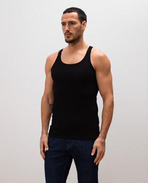 Dolce&Gabbana Black ribbed T-shirt with logo patch M8C19JONN96