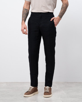 Kiton Black linen pants UPN01H09284