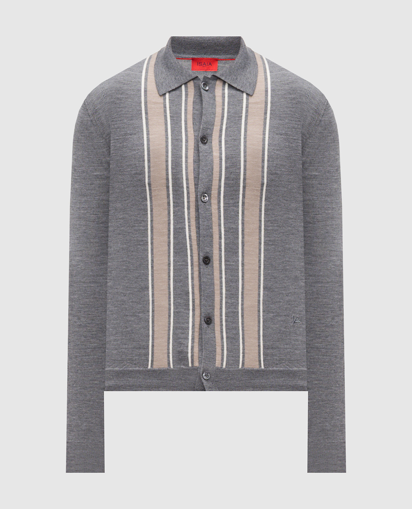

Gray wool cardigan in a shirt style ISAIA, Grey