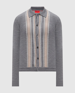 ISAIA Gray wool cardigan in a shirt style MG8384Y0517