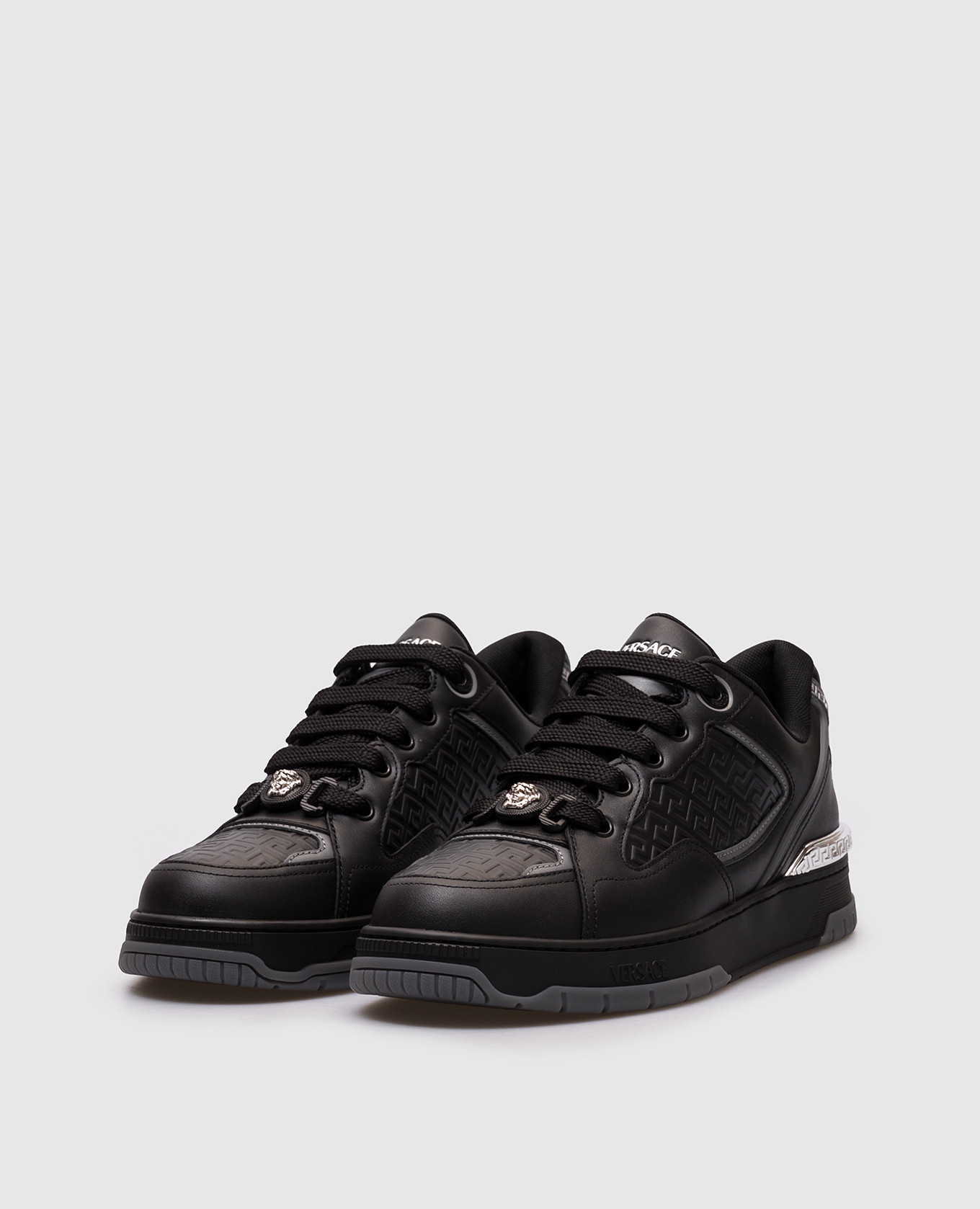 

Black leather Greca sneakers Versace
