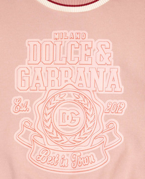 Dolce&Gabbana Children's pink sweatshirt with logo print L5JWBSG7PHC36